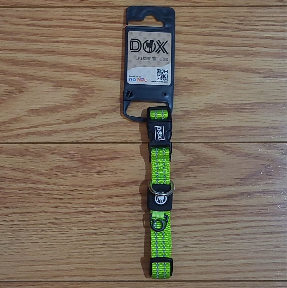 DDOXX Nylon Neon Green Dog Collar Sz Small